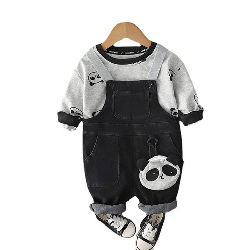 Spring and Autumn Boys Leisure Straps Two-Piece Set